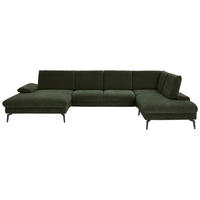 WOHNLANDSCHAFT in Webstoff Olivgrün  - Schwarz/Olivgrün, Design, Textil/Metall (157/354/208cm) - Dieter Knoll