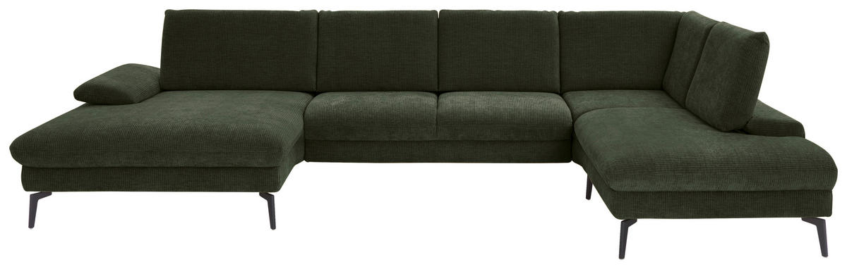 WOHNLANDSCHAFT in Webstoff Olivgrün  - Schwarz/Olivgrün, Design, Textil/Metall (157/354/208cm) - Dieter Knoll