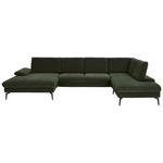 WOHNLANDSCHAFT Dieter Knoll in Webstoff Olivgrün  - Schwarz/Olivgrün, Design, Textil/Metall (157/354/208cm) - Dieter Knoll