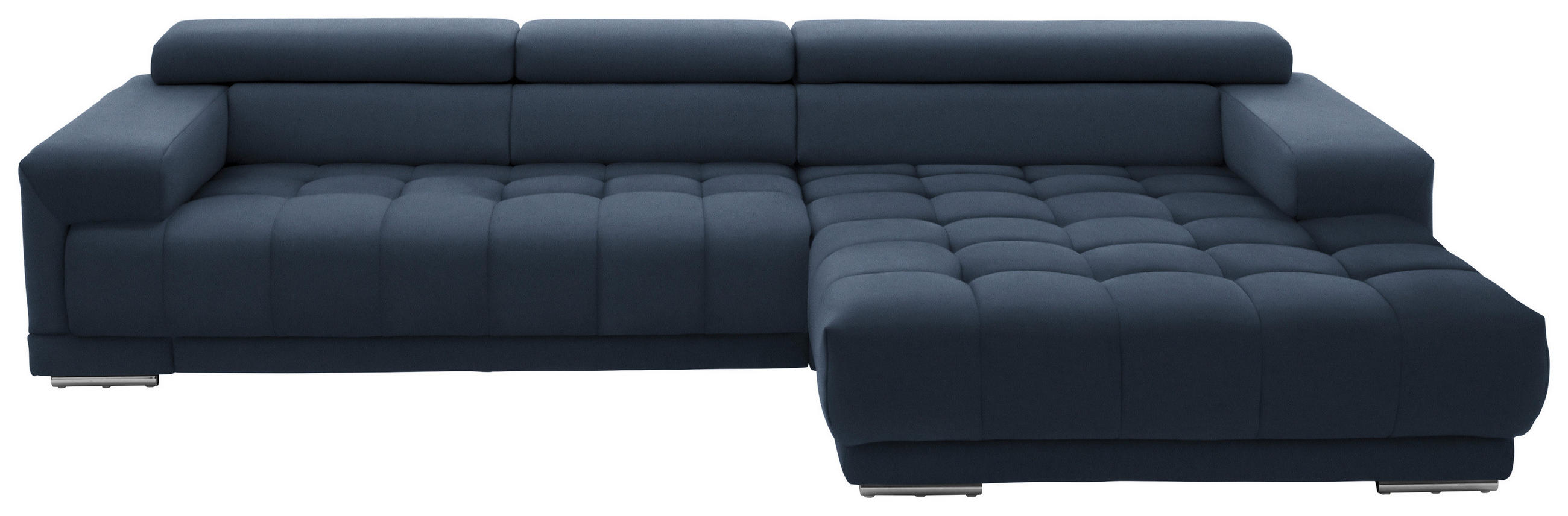 ECKSOFA  in Mikrofaser Blau  335/190 cm  - Blau/Silberfarben, Design, Textil/Metall (335/190cm) - Beldomo Speed