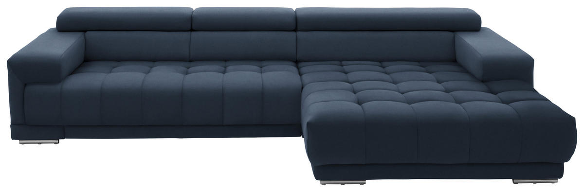 ECKSOFA  in Mikrofaser Blau  335/190 cm  - Blau/Silberfarben, Design, Textil/Metall (335/190cm) - Beldomo Speed