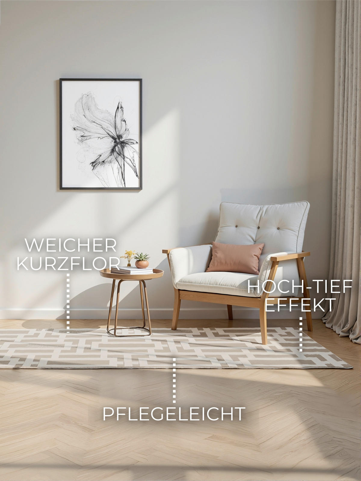 LÄUFER 80/240 cm Perles  - Creme/Grau, Design, Kunststoff (80/240cm) - Elle Decoration