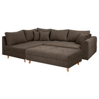 ECKSOFA inkl. Hocker Ariella Braun Mikrofaser  - Naturfarben/Braun, Design, Holz/Textil (161/231cm) - Livetastic