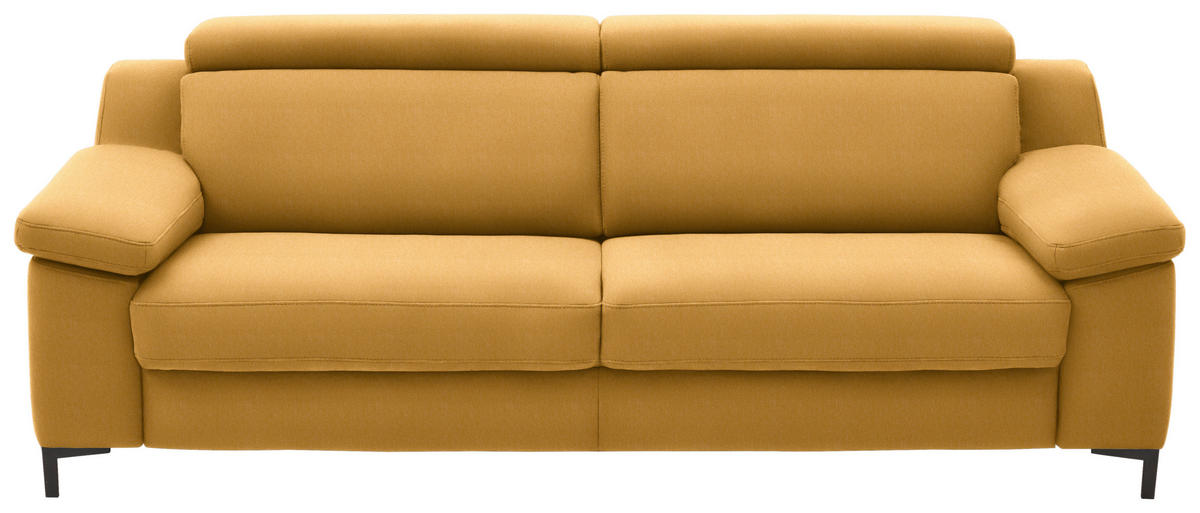 3-SITZER-SOFA in Chenille Gelb  - Gelb/Schwarz, Design, Textil/Metall (230/104/104cm) - Valdera