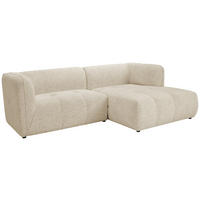 ECKSOFA in Chenille Sandfarben  - Sandfarben/Schwarz, Konventionell, Kunststoff/Textil (255/164cm) - MID.YOU