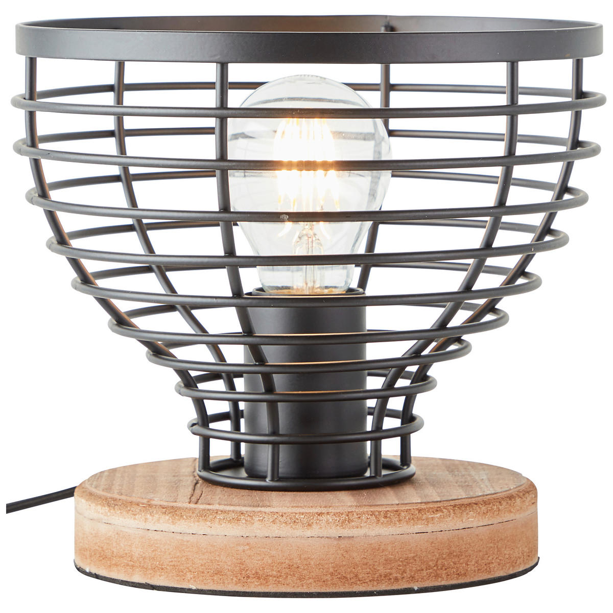 TISCHLEUCHTE Avia 20/18,5 cm   - Schwarz/Braun, Natur, Holz/Metall (20/18,5cm) - Brilliant