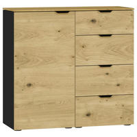 KOMMODE  in 90/87/43 cm  - Eichefarben/Schwarz, Design, Holz/Holzwerkstoff (90/87/43cm) - Jutzler