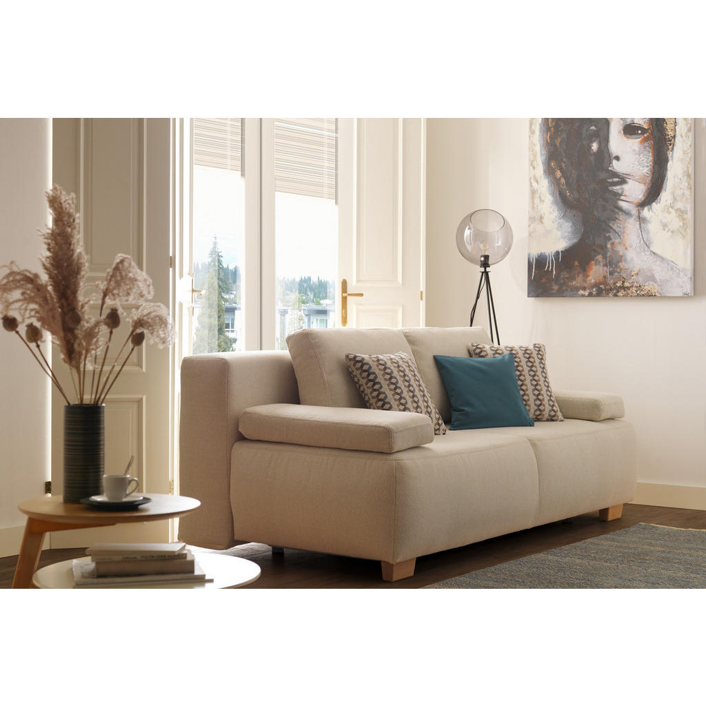 Thumbnail - Venda Boxspringsofa, Dunkelgrau, Textil, Eiche, Uni, 2-Sitzer, Füllung: Schaumstoff, 205x93x108 cm, Fußauswahl, Stoffaus...