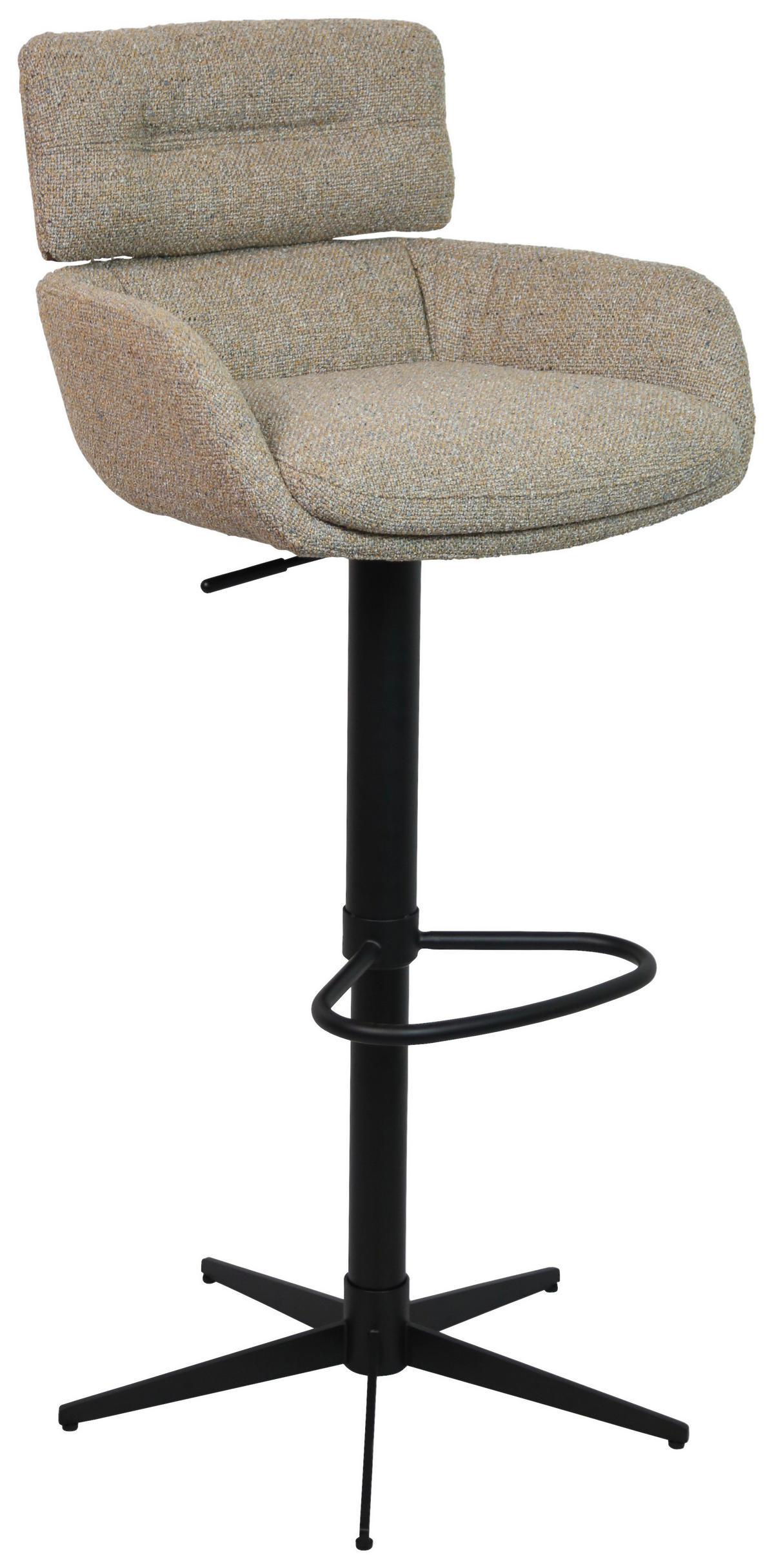 BARHOCKER Webstoff Schwarz, Graubraun Eisen Sitzfläche 360° drehbar  - Graubraun/Schwarz, Design, Textil/Metall (54/99-116,5/52cm) - Dieter Knoll