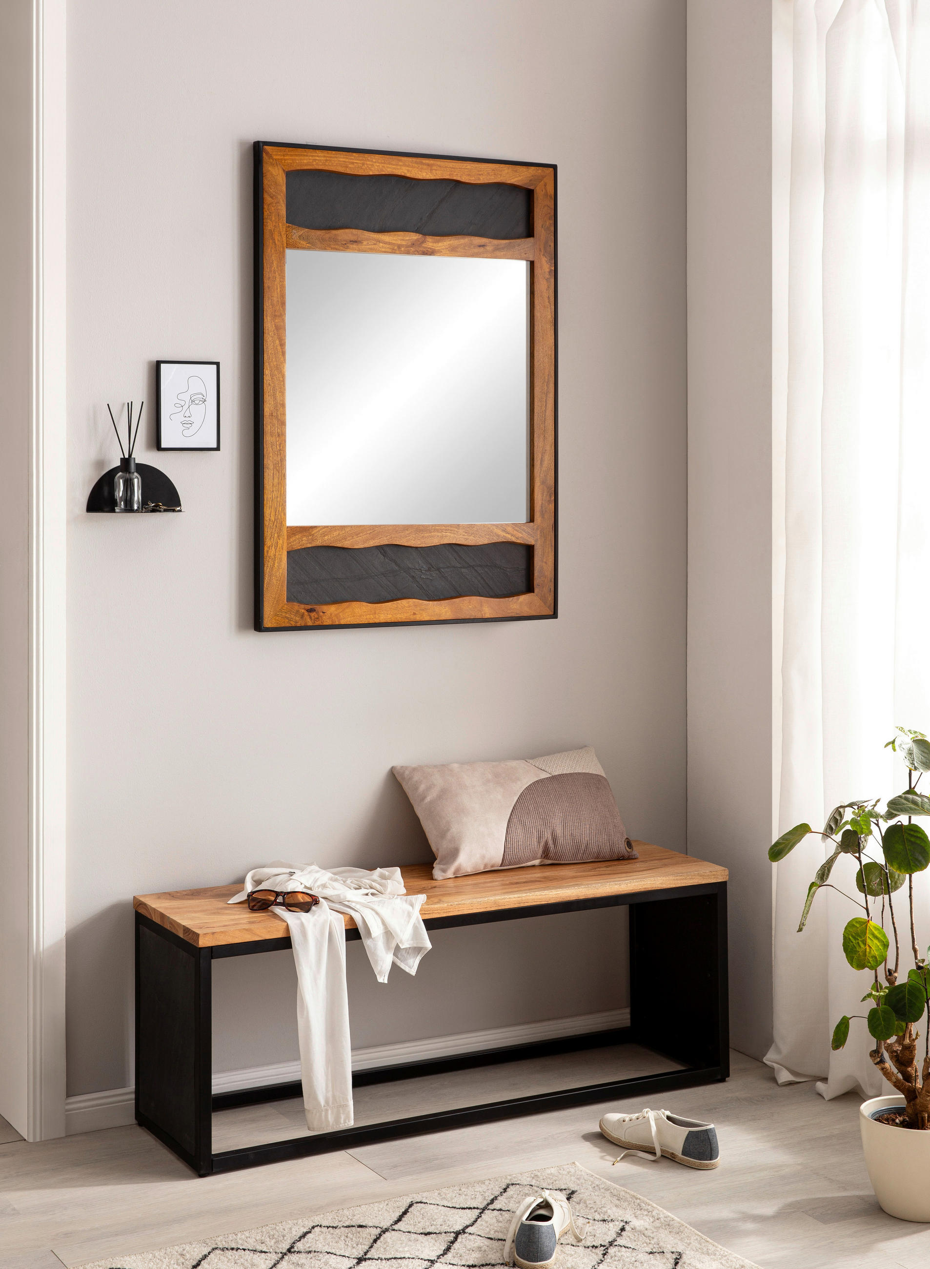 WANDSPIEGEL 72/102/3 cm    in rechteckig  - Braun, LIFESTYLE, Glas/Holz (72/102/3cm) - MID.YOU