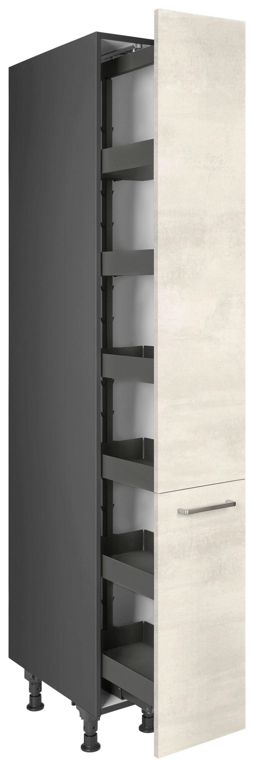 APOTHEKERSCHRANK 30/216,6/58 cm  in Weiß  - Schieferfarben/Edelstahlfarben, MODERN, Holzwerkstoff/Metall (30/216,6/58cm) - Nobilia