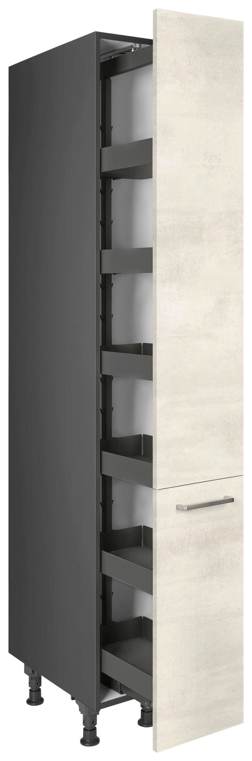 APOTHEKERSCHRANK 30/216,6/58 cm  in Weiß  - Schieferfarben/Edelstahlfarben, MODERN, Holzwerkstoff/Metall (30/216,6/58cm) - Nobilia
