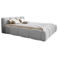 STOPPAD SÄNG 180/200 cm,  i vit, ribbotten, förvaring,  - vit/svart, Design, metall/trä (180l) - Best Price