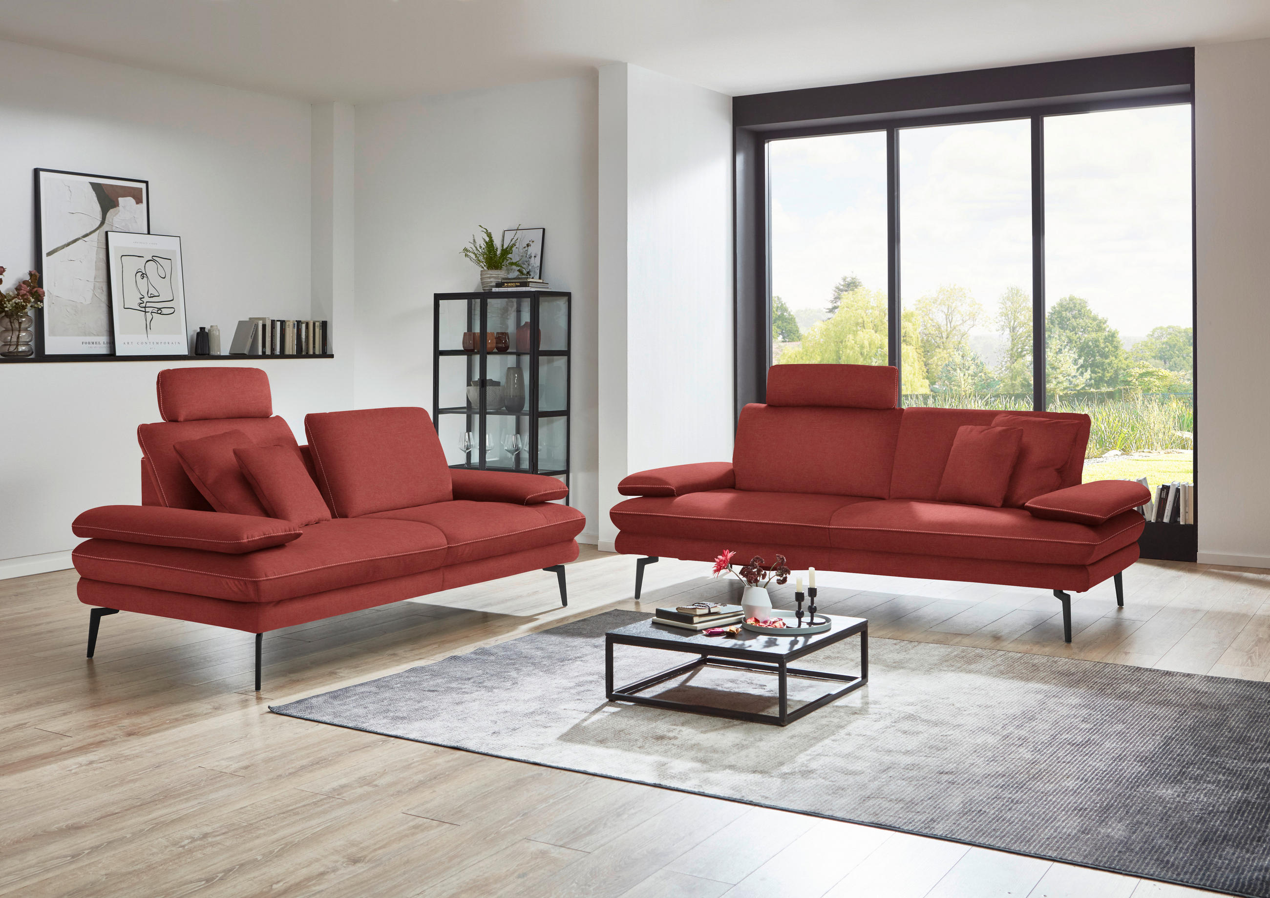 2,5-SITZER in Velours Koralle  - Koralle/Beige, Design, Textil/Metall (196/89/104cm) - Dieter Knoll