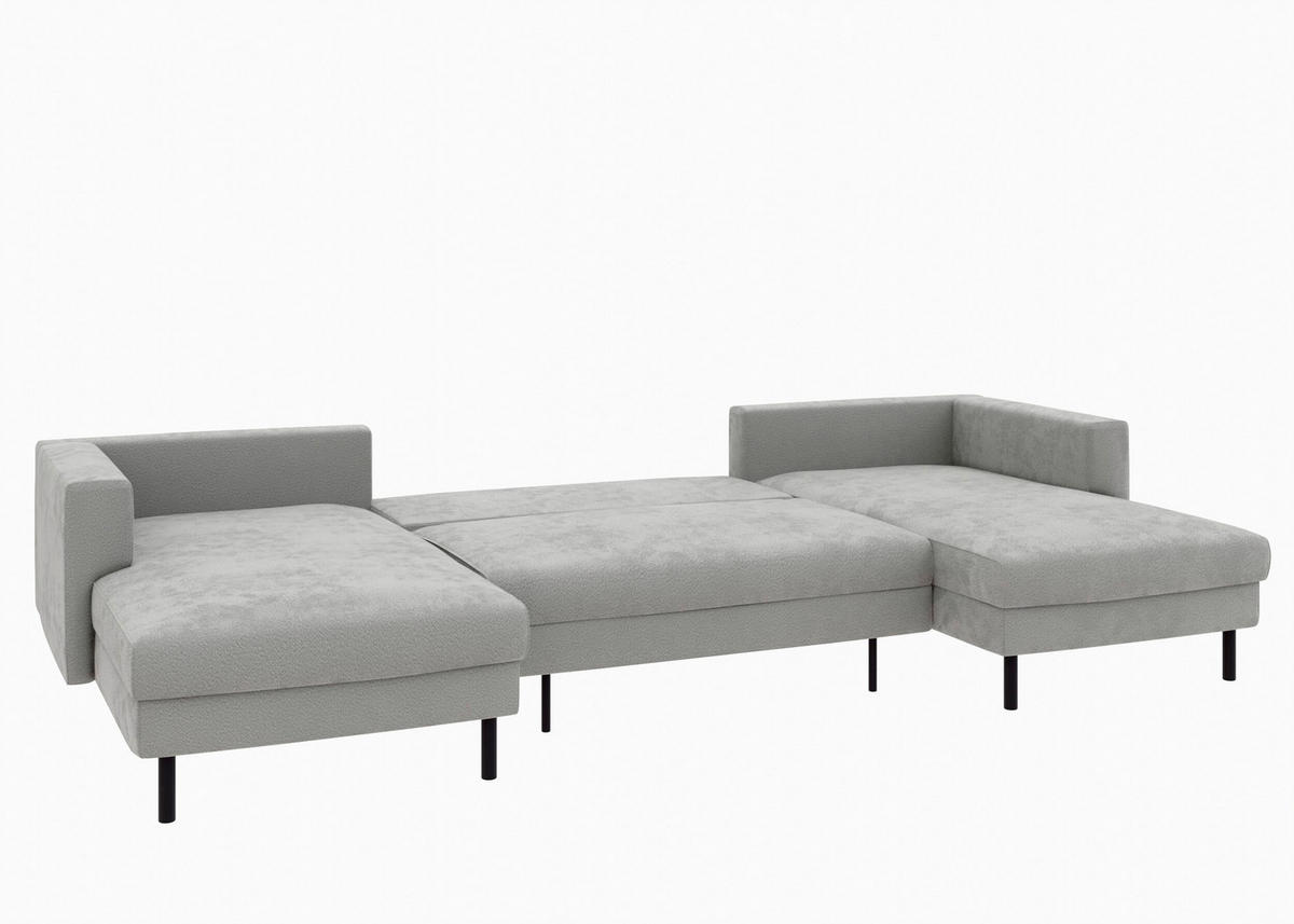 WOHNLANDSCHAFT Schlammfarben Struktur  - Schlammfarben/Schwarz, MODERN, Textil/Metall (161/306/161cm) - Trendmanufaktur