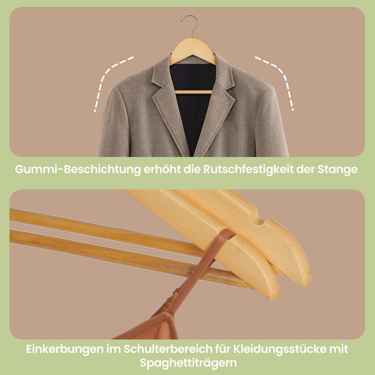 KLEIDERBÜGELSET Holz  - Birkefarben, Basics, Holz (44.5/23/1.2cm)
