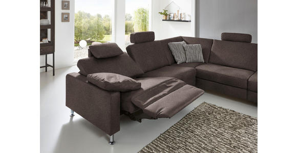 ECKSOFA in Mikrofaser Braun  - Alufarben/Braun, Design, Textil/Metall (275/242cm) - Dieter Knoll