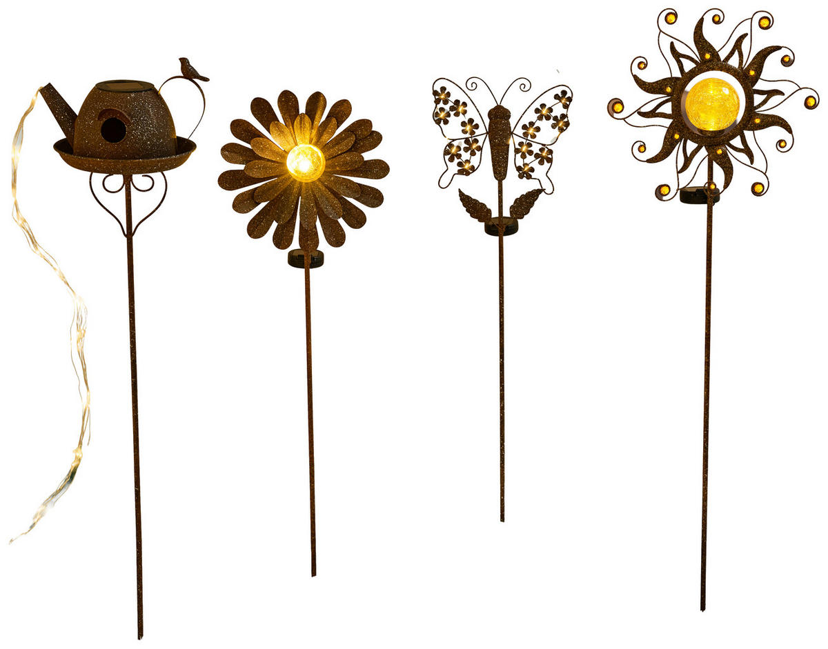 SOLARLEUCHTE Rusty Sun 31,5/7,5/91 cm  - Rostfarben, Trend, Glas/Kunststoff (31,5/7,5/91cm) - Ambia Garden