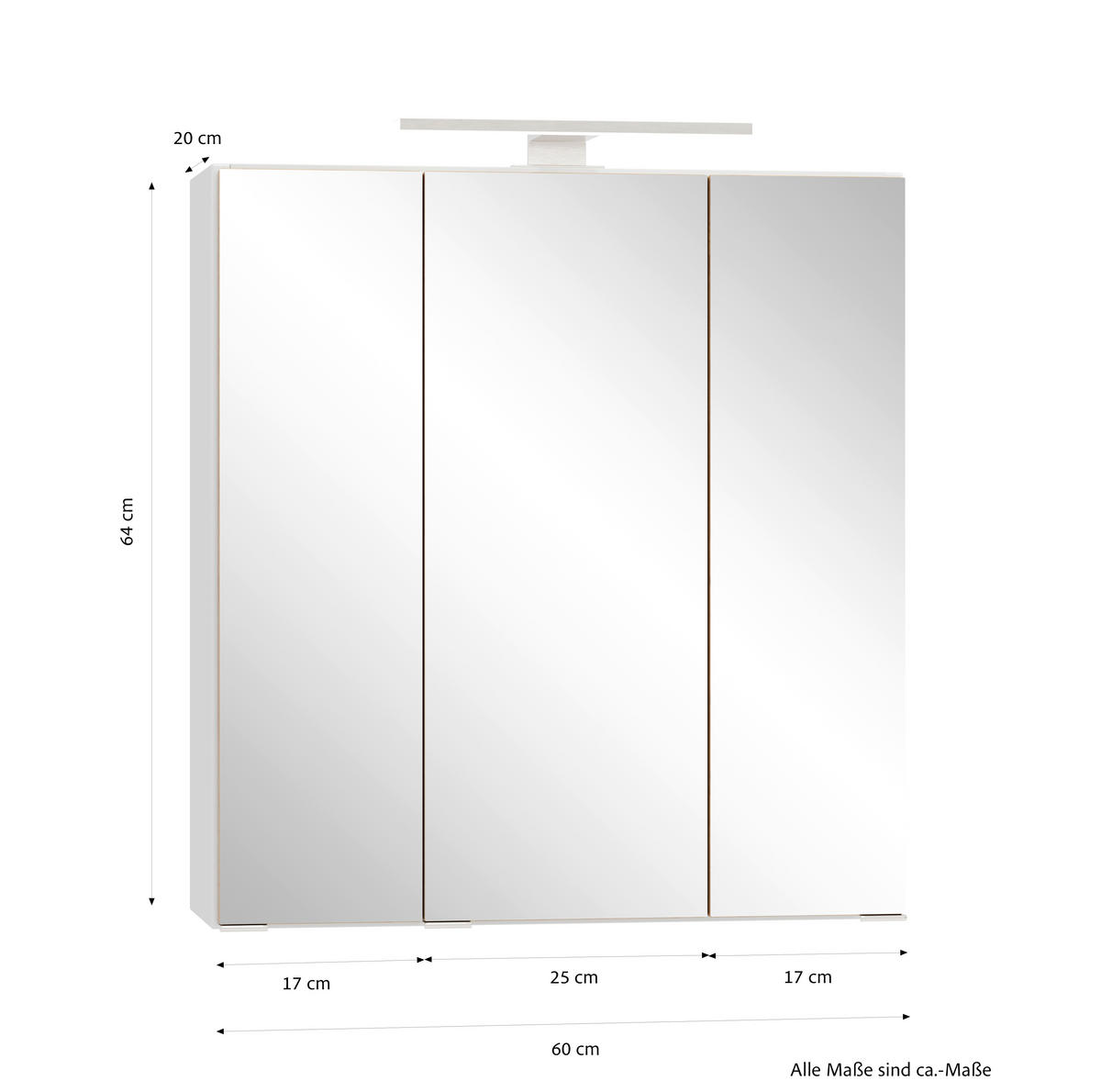 SPIEGELSCHRANK 60/64/20 cm  - Edelstahlfarben/Weiß, Trend, Glas/Holzwerkstoff (60/64/20cm) - Held