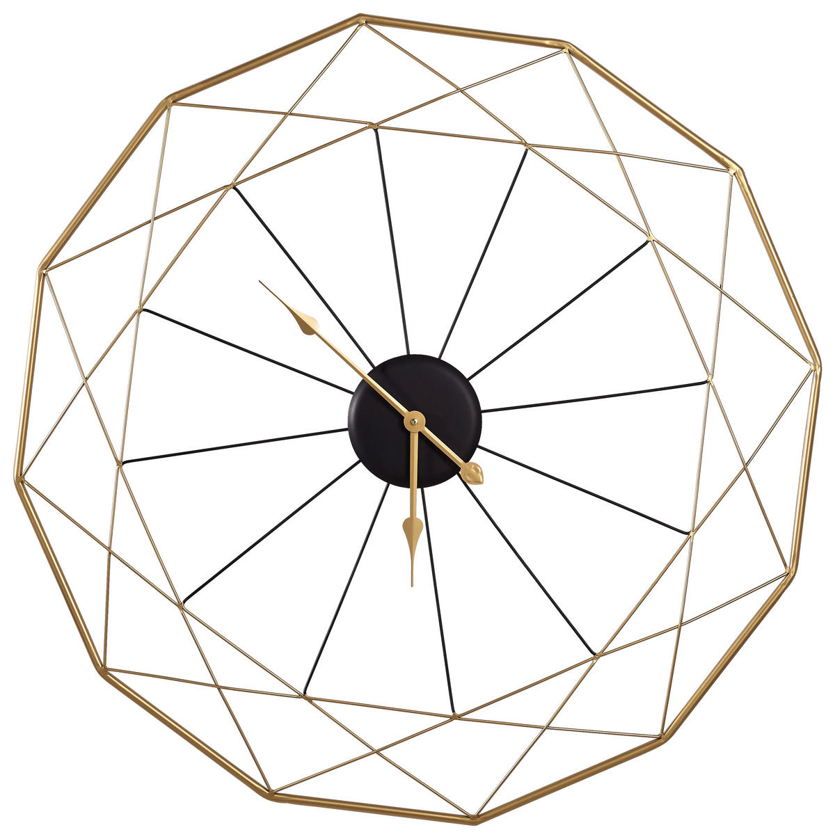 WANDUHR  Schwarz, Goldfarben 87 cm  - Goldfarben/Schwarz, Basics, Metall (87cm) - Ambia Home