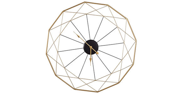 WANDUHR Schwarz, Goldfarben 87 cm - Goldfarben/Schwarz, Basics, Metall (87cm) - Ambia Home