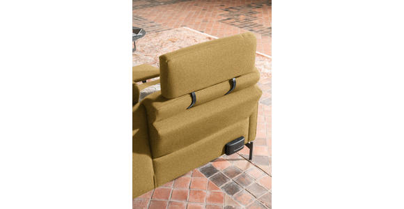 ECKSOFA in Flachgewebe, Struktur Gelb, Grün  - Anthrazit/Gelb, Design, Textil/Metall (254/230cm) - Ambiente