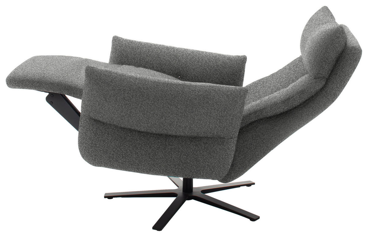 FERNSEHSESSEL in Chenille Grau  - Schwarz/Grau, Design, Textil/Metall (74/115/85cm) - Schöner Wohnen