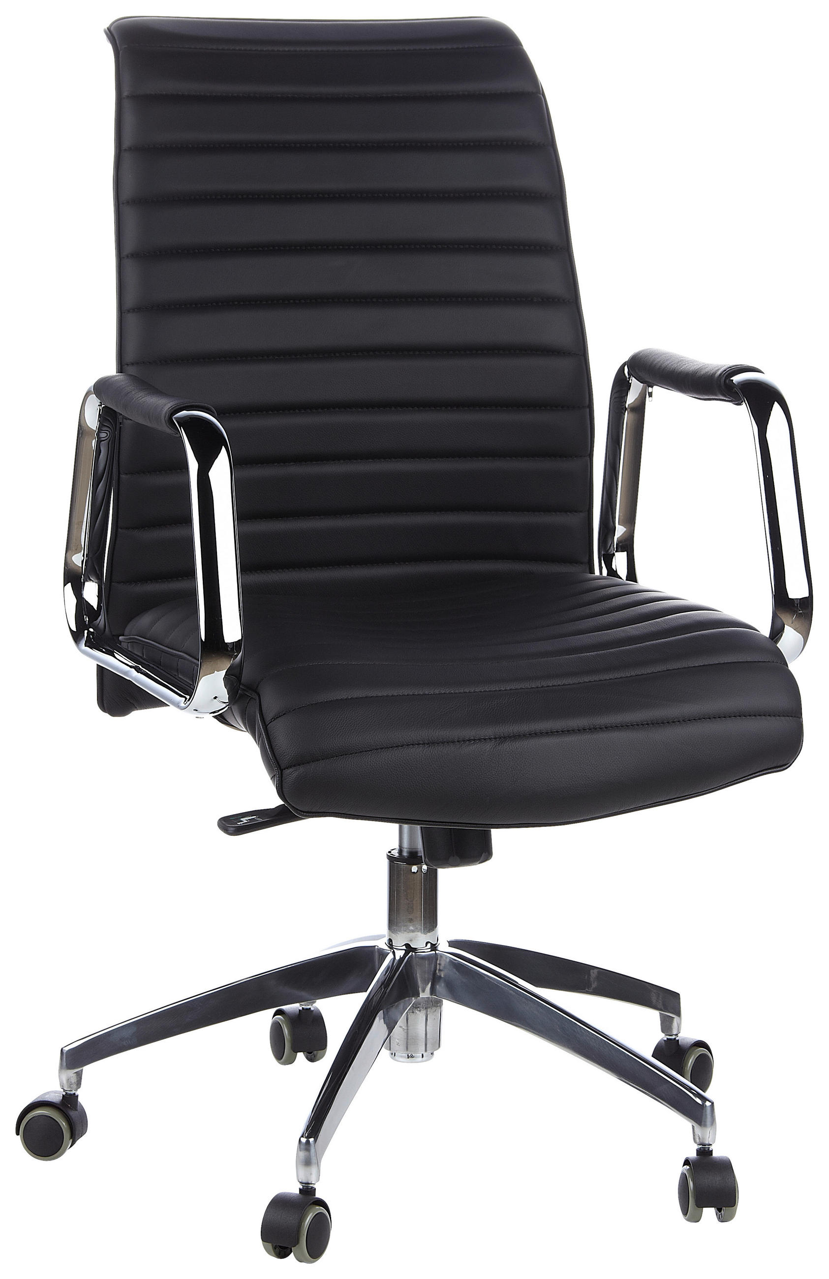 CHEFSESSEL Lederlook Schwarz, Silberfarben  - Silberfarben/Schwarz, MODERN, Leder/Kunststoff (59/114/50cm) - MID.YOU