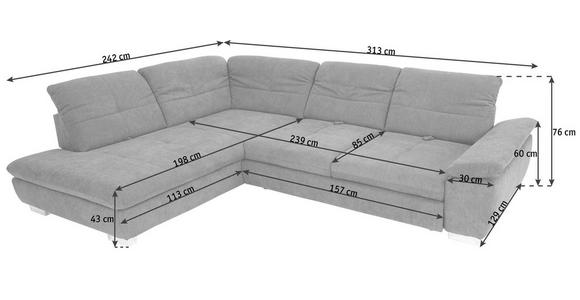 ECKSOFA Dunkelgrau Chenille  - Chromfarben/Dunkelgrau, Design, Textil (242/313cm) - Xora