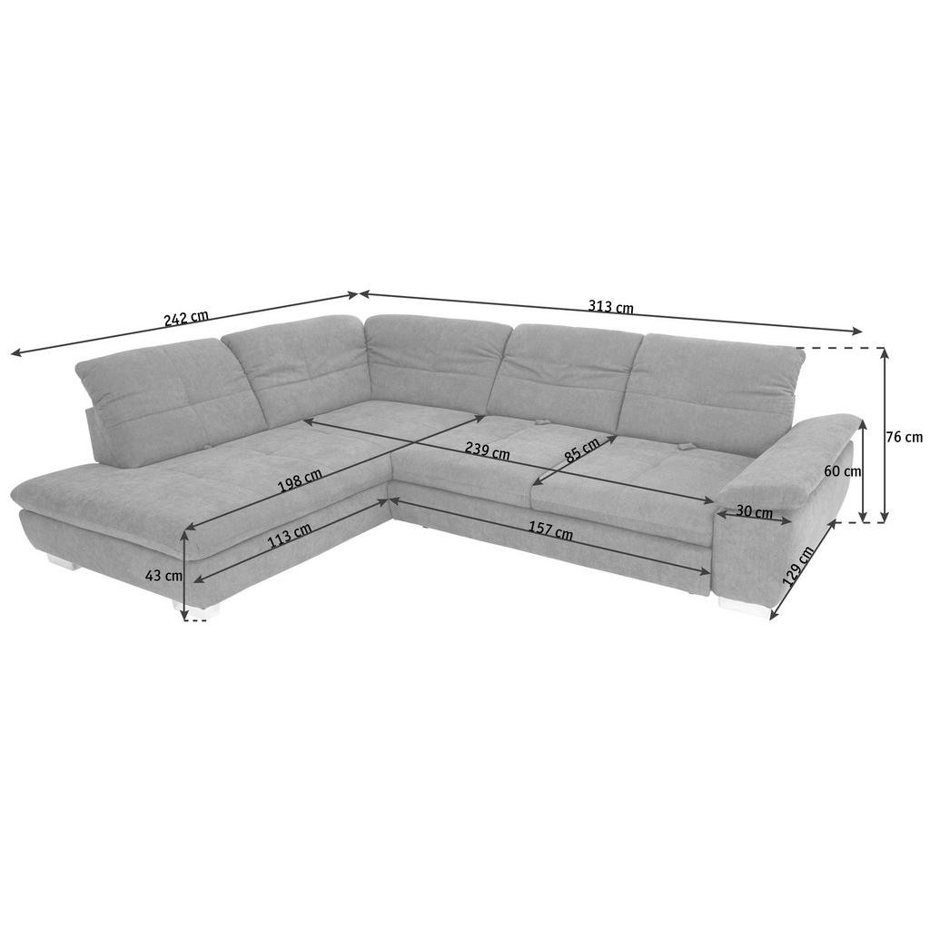 Thumbnail - Xora Ecksofa, Schwarz, Textil, 5-Sitzer, Ottomane links, L-Form, 313x242 cm, Goldenes M, Typenauswahl, Fußauswahl, Leder...