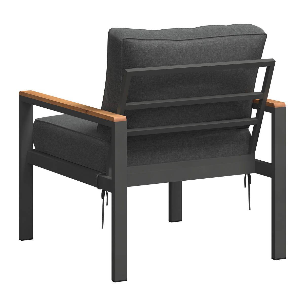 LOUNGEGARNITUR   191/72/75 cm Akazie vollmassiv Aluminium  - Schwarz/Akaziefarben, MODERN, Holz/Textil (191/72/75cm) - Ambia Garden