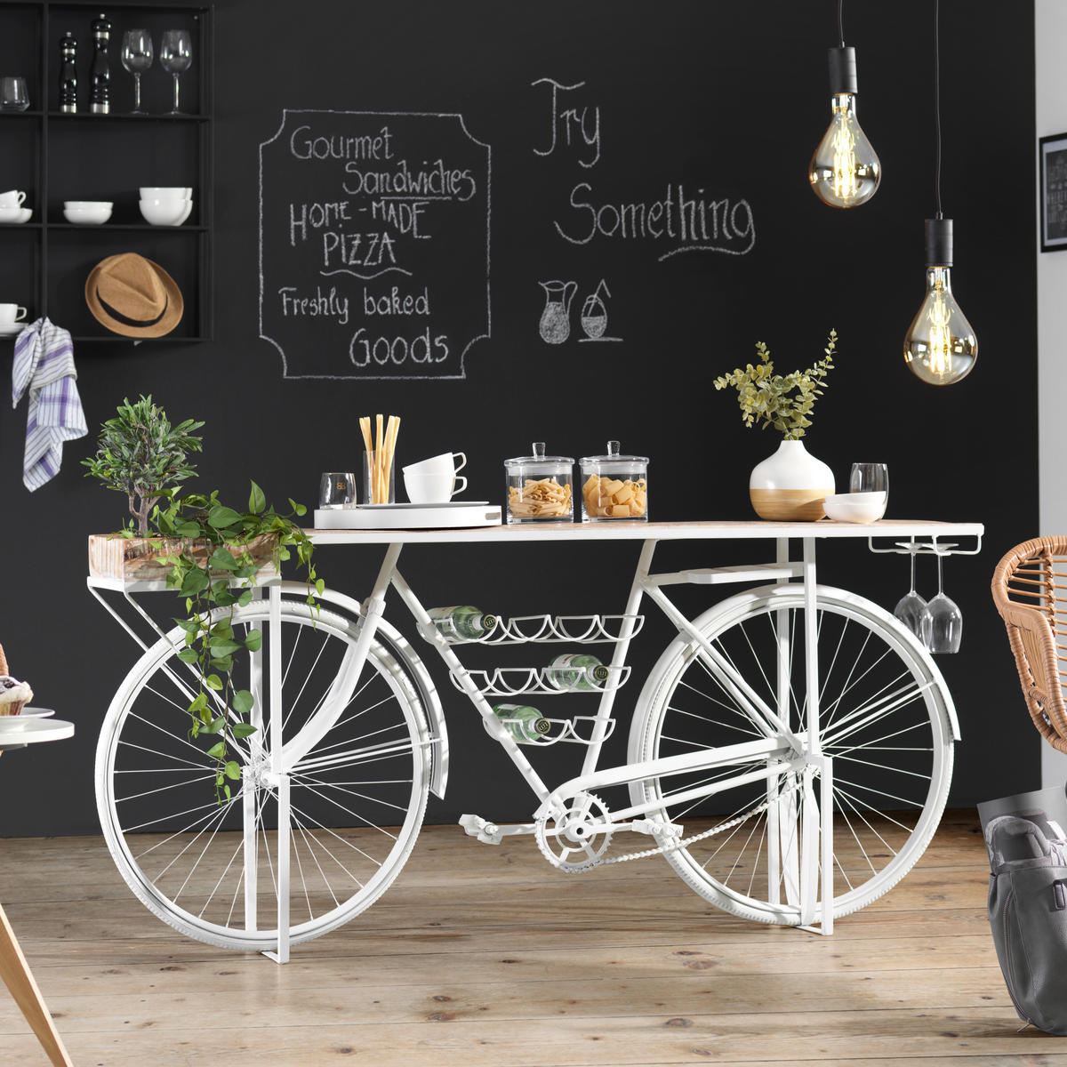 KONZOLNI STO  bela  - bela, Trendi, drvo/metal (183/36/85cm) - Ambia Home