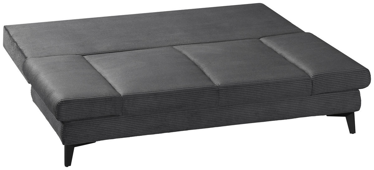 SCHLAFSOFA Cord Anthrazit  inkl. Bettkasten, Schlaffunktion, Armteilverstellung  - Anthrazit/Schwarz, Design, Textil/Metall (200/85/90cm) - Novel