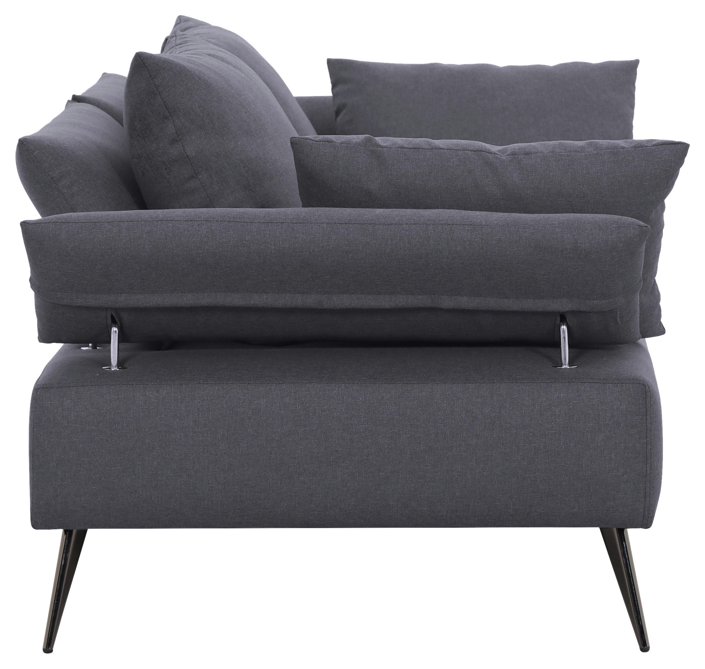 SCHLAFSOFA Leinenoptik Dunkelgrau  - Dunkelgrau/Schwarz, Design, Textil/Metall (207/85/90cm) - Livetastic