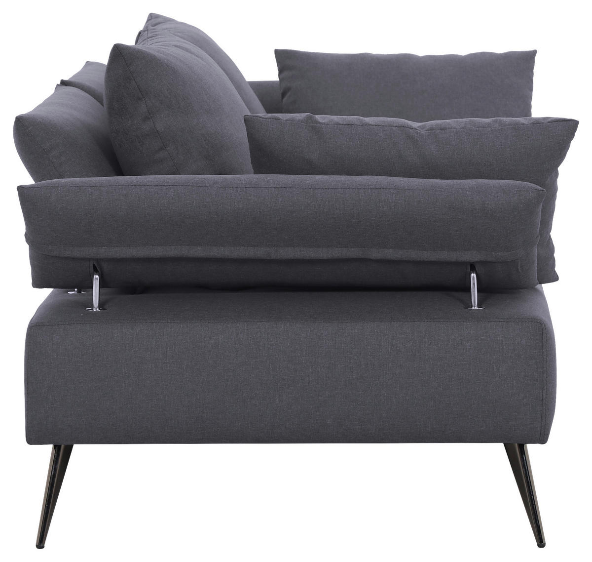KANAPÉÁGY textil sötétszürke  - fekete/sötétszürke, Design, textil/fém (207/85/90cm) - Livetastic