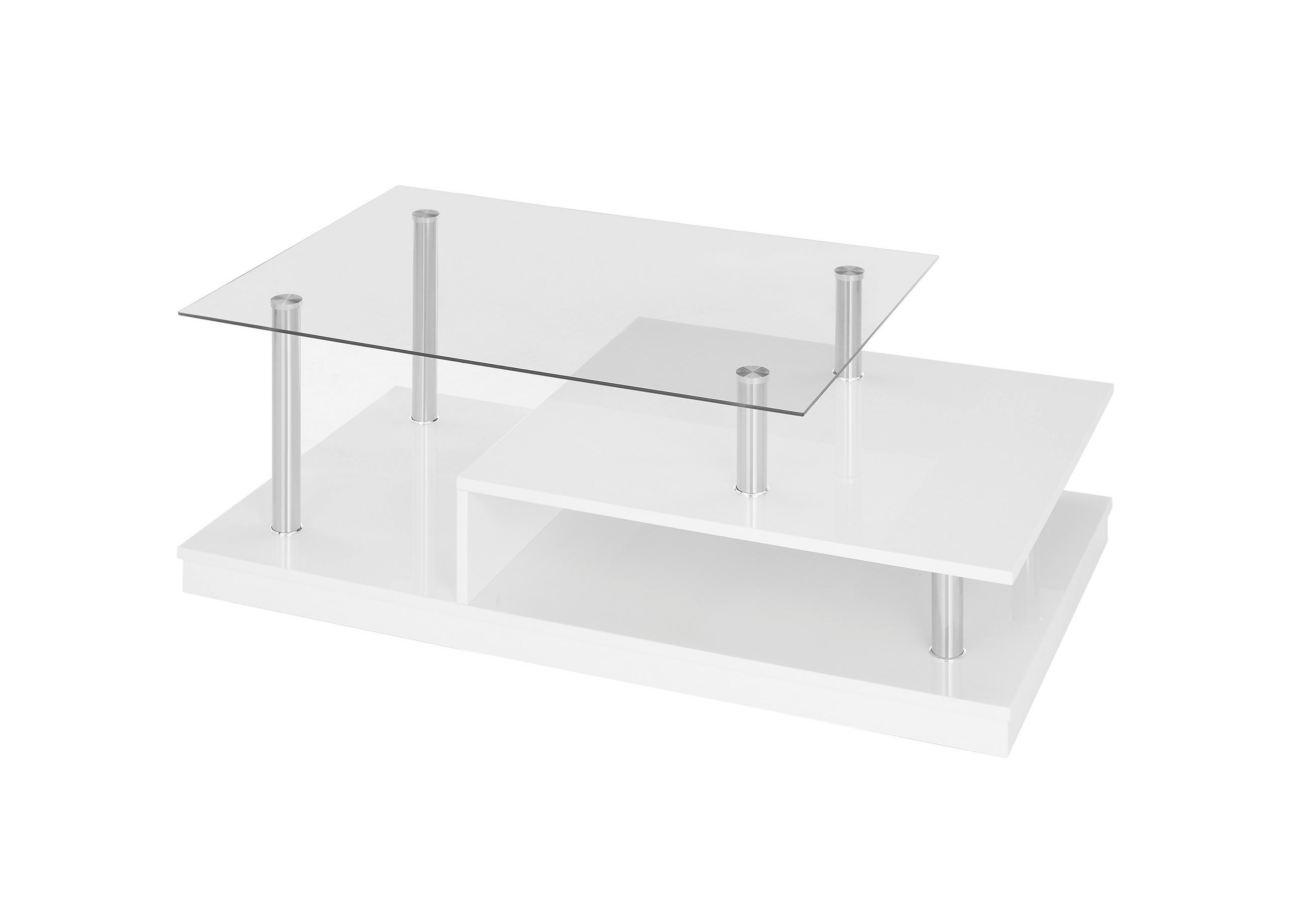 COUCHTISCH ESG rechteckig Silberfarben, Weiß  - Silberfarben/Weiß, Design, Glas/Holzwerkstoff (110/36/60cm) - MID.YOU