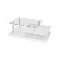 COUCHTISCH ESG rechteckig Silberfarben, Weiß  - Silberfarben/Weiß, Design, Glas/Holzwerkstoff (110/36/60cm) - MID.YOU