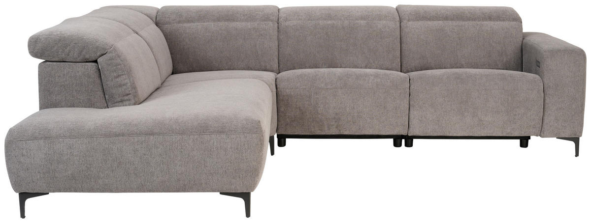 ECKSOFA in Flachgewebe Dunkelgrau  - Dunkelgrau/Schwarz, Design, Textil/Metall (238/290cm) - Pure Home Lifestyle
