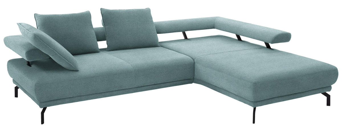 ECKSOFA in Chenille Türkis  305/224 cm  - Türkis/Schwarz, Design, Textil/Metall (305/224cm) - Dieter Knoll