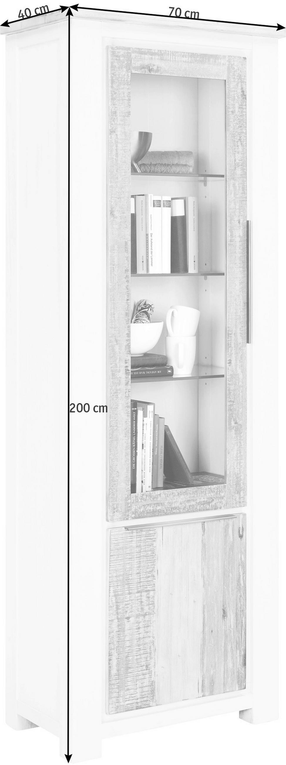 VITRIN tömör akácia fehér, akácia színű  - akácia színű/ezüst, Lifestyle, faalapú anyag/Üveg (70/200/40cm) - Landscape