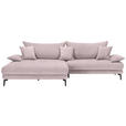 ECKSOFA in Mikrofaser Altrosa  - Schwarz/Altrosa, MODERN, Textil/Metall (173/297cm) - Carryhome