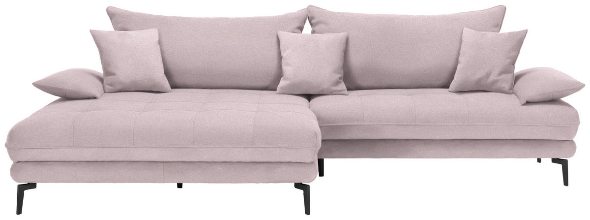 ECKSOFA PRATO Altrosa Mikrofaser  - Schwarz/Altrosa, MODERN, Textil/Metall (176/292cm) - MID.YOU