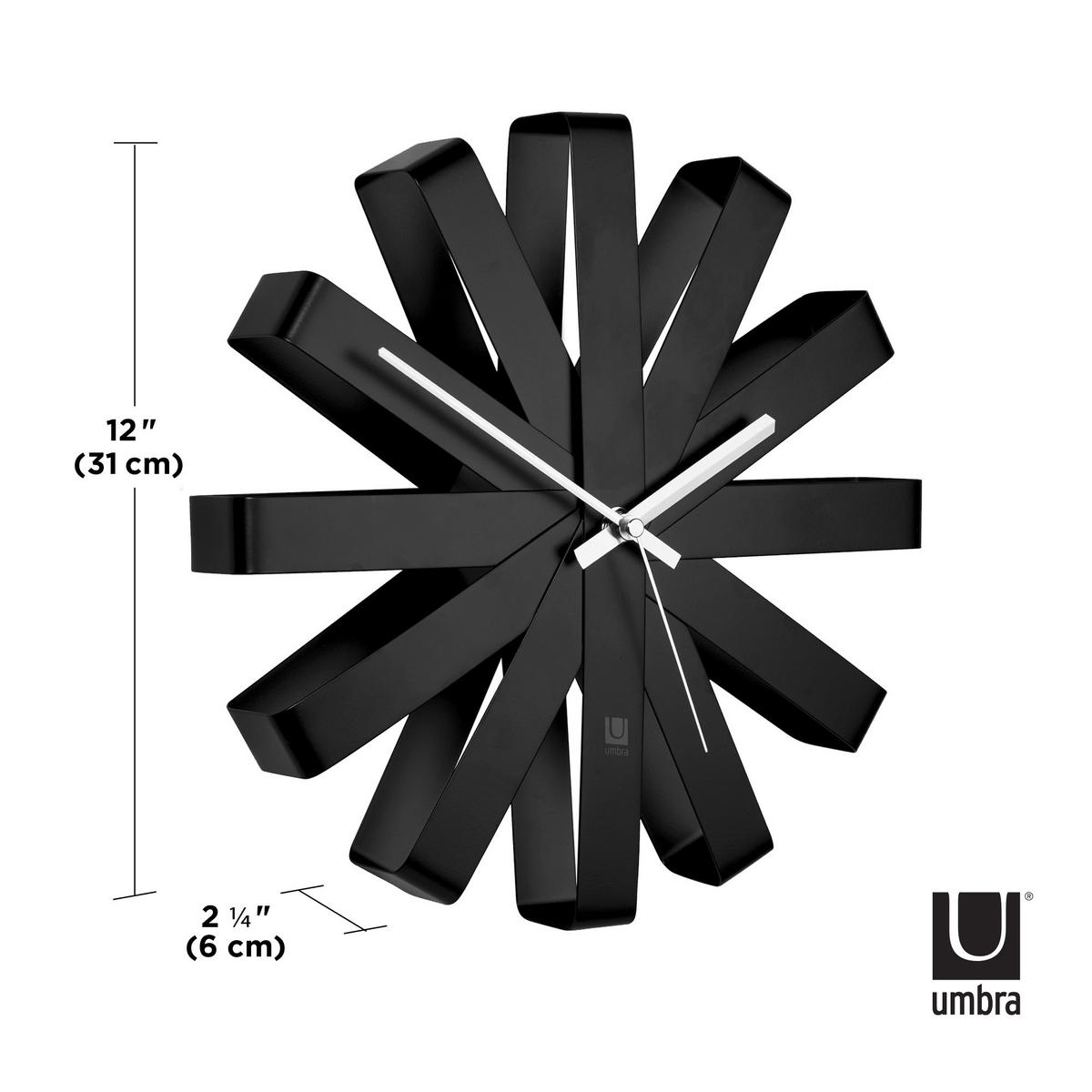 WANDUHR  Schwarz  - Schwarz, Basics, Metall (30/30/7cm) - Umbra