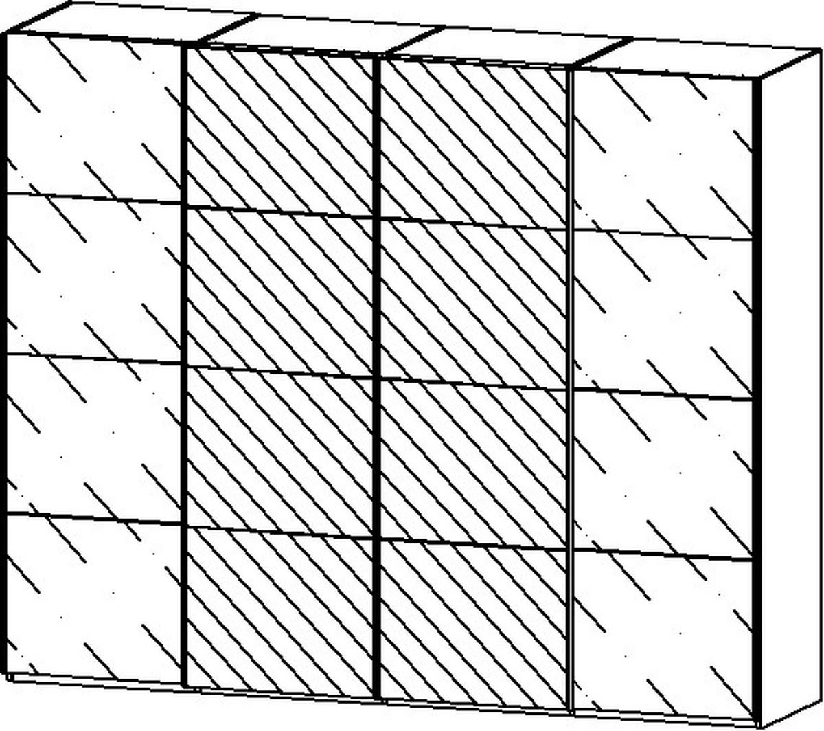 SCHWEBETÜRENSCHRANK 271/223/68 cm 4-türig Weiß, Eiche Artisan  - Chromfarben/Weiß, Design, Glas/Holzwerkstoff (271/223/68cm) - Novel