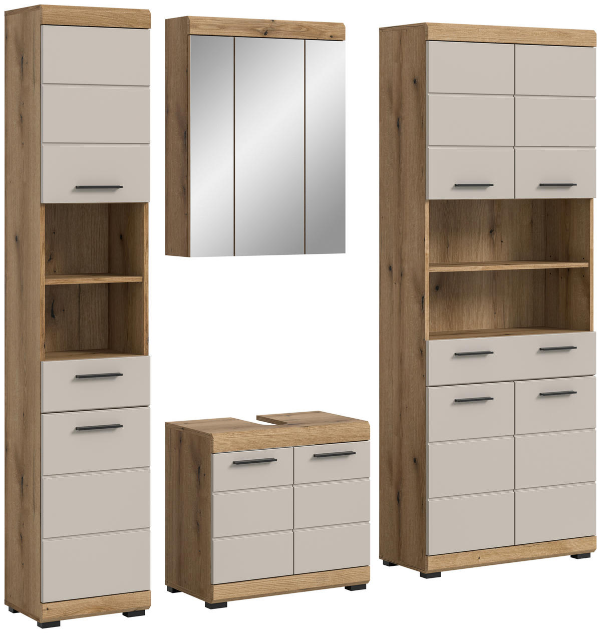 BADEZIMMER 4-teilig  in 171 cm  - Kaschmir/Schwarz, MODERN, Holzwerkstoff/Kunststoff (171cm) - MID.YOU