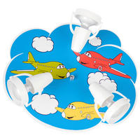 KINDERDECKENLEUCHTE Flugzeuge 3-fl 38/32/16 cm   - Blau/Gelb, Basics, Holzwerkstoff/Kunststoff (38/32/16cm)