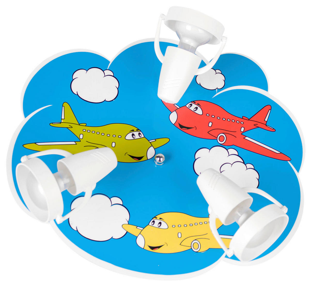 KINDERDECKENLEUCHTE Flugzeuge 3-fl 38/32/16 cm   - Blau/Gelb, Basics, Holzwerkstoff/Kunststoff (38/32/16cm)