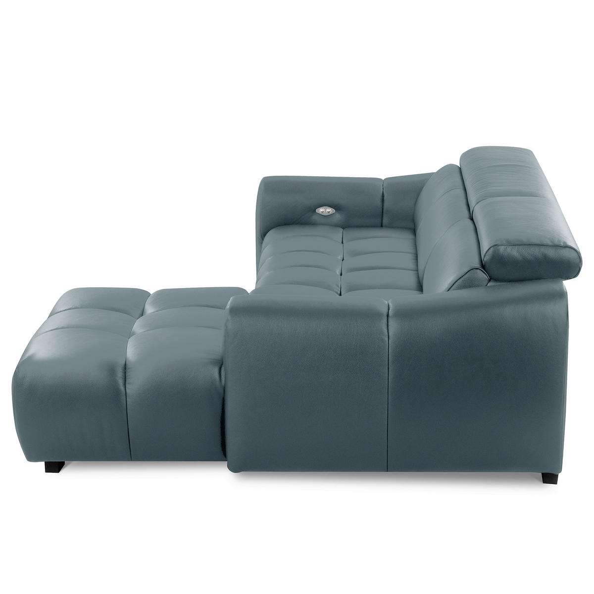 ECKSOFA  Echtleder Dunkelblau  - Schwarz/Dunkelblau, Design, Leder/Kunststoff (274/177cm) - Livetastic