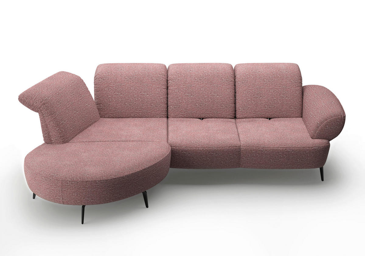 ECKSOFA DANCE E Aubergine Chenille  - Aubergine/Schwarz, MODERN, Textil/Metall (208/313cm) - Sit & More