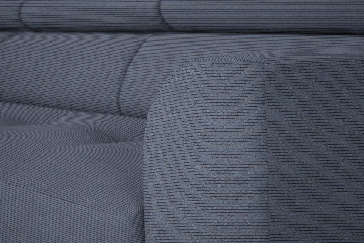 ECKSOFA in Feincord Blaugrau  - Blaugrau/Schwarz, Design, Textil/Metall (205/280cm) - MID.YOU